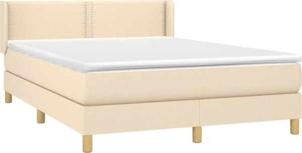 vidaXL Λουξ Continental κρεβάτι με στρώμα, κρεμ, ύφασμα, 140x200 cm