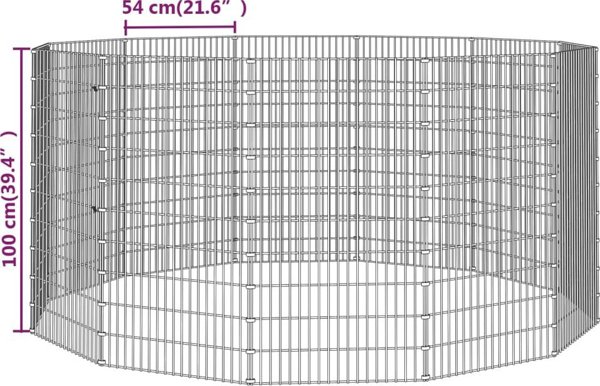 vidaXL 12-πανελ κλούβα για κουνέλι, 54x100 εκ., γαλβανισμένο σίδερο