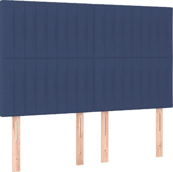 vidaXL Αντίκε κεφαλάρι κρεβατιού με LED, μπλε, 144x5x118/128 cm, ύφασμα