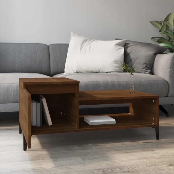 Stolik kawowy vidaXL, brazowy dab 100x50x45 cm, material drewnopochodny