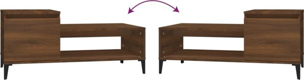 Stolik kawowy vidaXL, brazowy dab 100x50x45 cm, material drewnopochodny