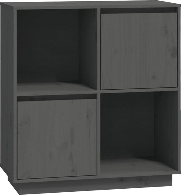 vidaXL Szafka, szara, 74x35x80 cm, lite drewno sosnowe