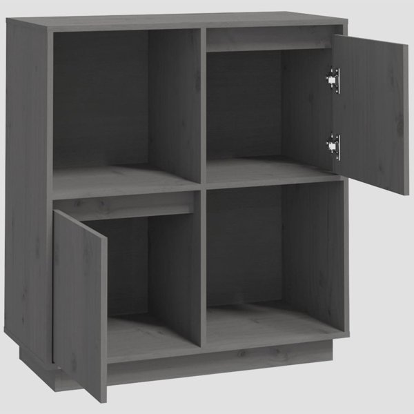 vidaXL Szafka, szara, 74x35x80 cm, lite drewno sosnowe