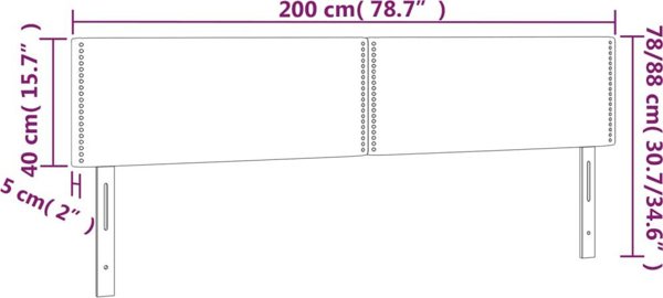 vidaXL Κεφαλάρι κρεβατιού με φωτισμό LED, μαύρο, 200x5x78/88 εκ., ύφασμα