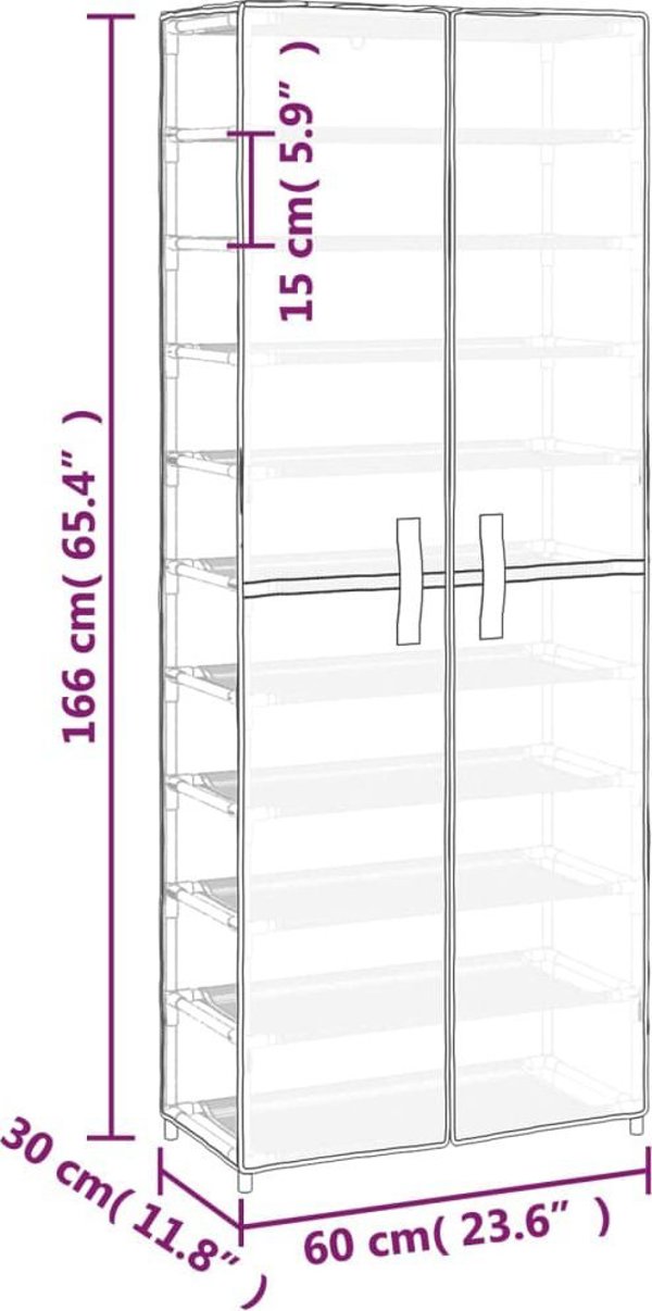 vidaXL Κρεμ παπουτσοθήκη 60x30x166 εκ. από ύφασμα