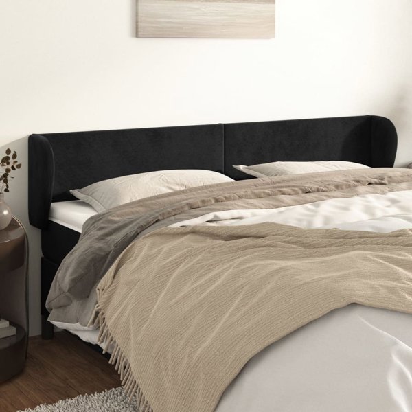 vidaXL Κεφαλάρι uszak μαύρο 183x23x78/88 cm βελούδινο