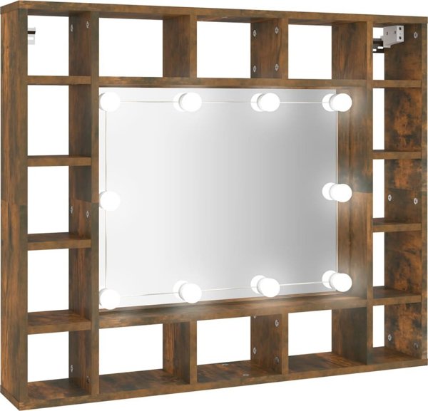 vidaXL Nartiera me kathrefti kai LED, kapnomanyo drvo, 91x15x76,5 cm