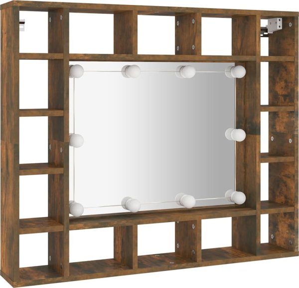 vidaXL Nartiera me kathrefti kai LED, kapnomanyo drvo, 91x15x76,5 cm