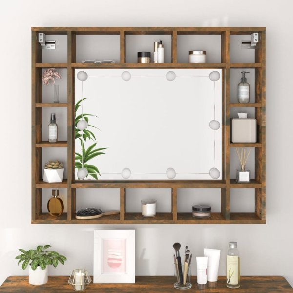 vidaXL Nartiera me kathrefti kai LED, kapnomanyo drvo, 91x15x76,5 cm