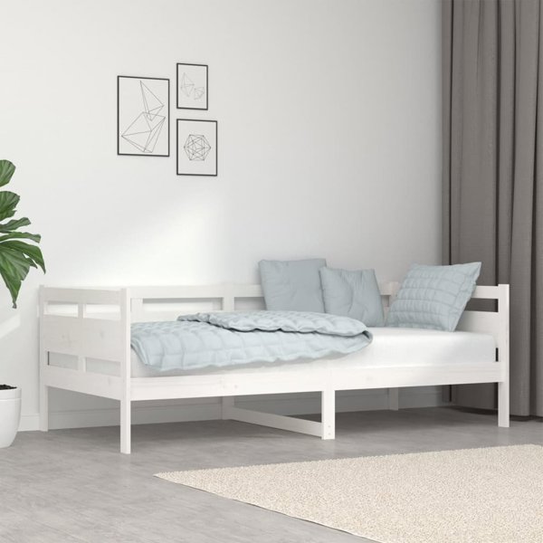 vidaXL Λευκό Ημερήσιο Κρεβάτι από Μασίφ Πεύκο, 90x190 cm