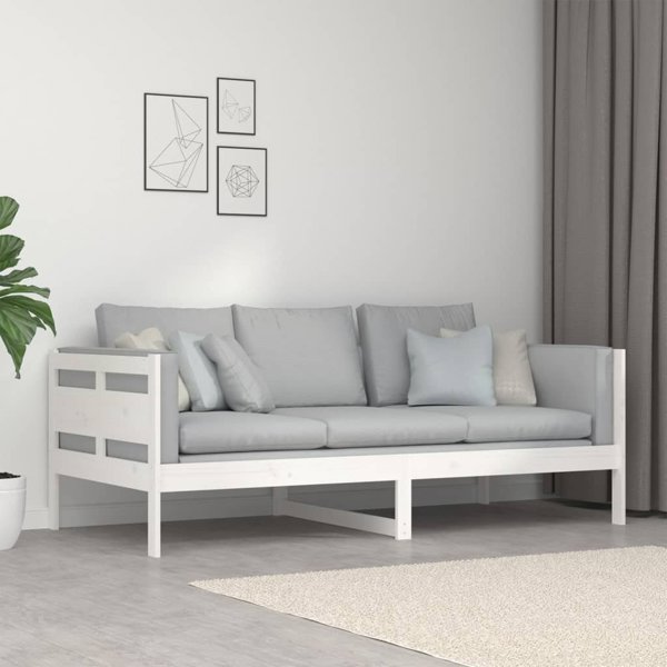 vidaXL Λευκό Ημερήσιο Κρεβάτι από Μασίφ Πεύκο, 90x190 cm