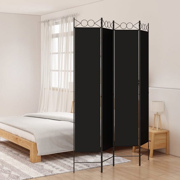 vidaXL vidaXL Parawan 4-panelowy, czarny, 160x220 cm, tkanina