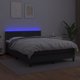 vidaXL Κρεβάτι κοντινεντάλ, στρώμα και LED, μαύρο οικοδέρμα, 140x190 cm