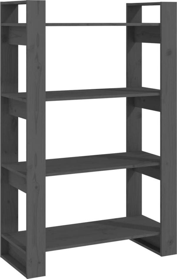 vidaXL Ράφι/Διαχωριστικό Βιβλιοθήκης, Γκρι, 80x35x125 cm, Ξύλο Πεύκου