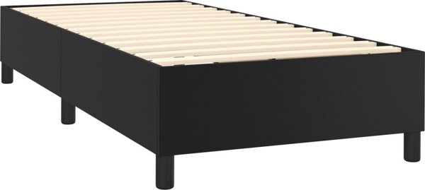 vidaXL Ηπειρωτικό κρεβάτι με στρώμα, μαύρο, οικοδερμα, 90x200 cm