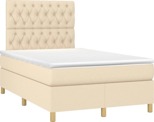 vidaXL Κρεβάτι Continental με στρώμα, κρεμ, 120x200 εκ, ύφασμα