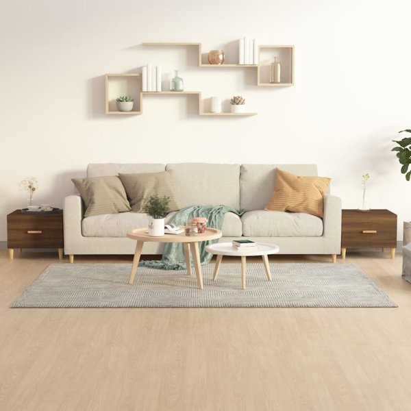 vidaXL Stoliki καφέ, σετ των 2, καφέ δρυς, 50x50x40 εκ.