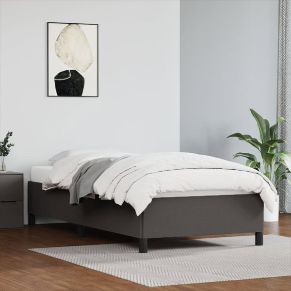 vidaXL Κά Frame κρεβατιού, γκρι, 100x200 εκ., με οικολογικό δέρμα