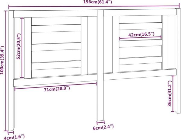 vidaXL Κεφαλάρι κρεβατιού 156x4x100 cm, μασίφ ξύλο πεύκου