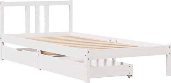 vidaXL Rama κρεβατιού χωρίς στρώμα, λευκή, 90x200 εκ., μασιφ πεύκο
