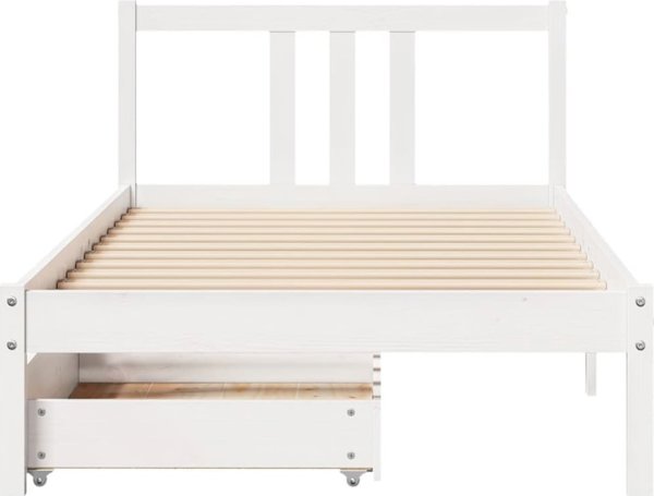 vidaXL Rama κρεβατιού χωρίς στρώμα, λευκή, 90x200 εκ., μασιφ πεύκο