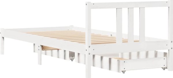 vidaXL Rama κρεβατιού χωρίς στρώμα, λευκή, 90x200 εκ., μασιφ πεύκο