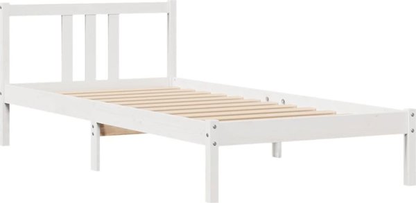 vidaXL Rama κρεβατιού χωρίς στρώμα, λευκή, 90x200 εκ., μασιφ πεύκο