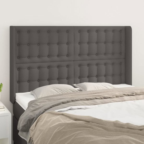 vidaXL Μαξιλάρι Κεφαλής Uszak, Γκρι, 147x16x118/128 cm, Συνθετικό Δέρμα