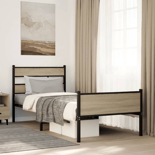 vidaXL Κρεβάτι χωρίς στρώμα δρυς σονόμα 75x190 cm