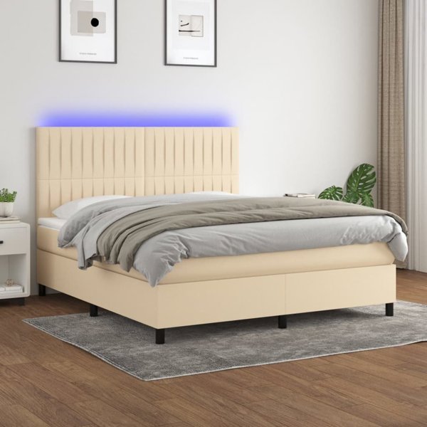 vidaXL Κοντινεντάλ Κρεβάτι με Στρώμα, Κρεμ, 160x200 εκ, Υφασμα