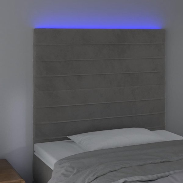 vidaXL Zaglohek do lotka me LED, ανοιχτογκρι, 90x5x118/128 cm, aksamit
