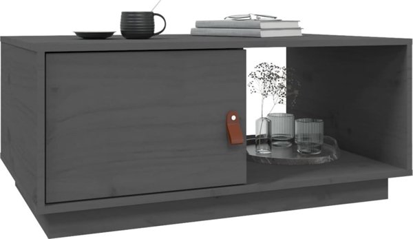 vidaXL vidaXL Stolik kawowy, szary, 80x50x35,5 cm, lite drewno sosnowe