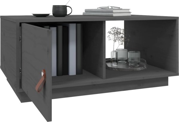 vidaXL vidaXL Stolik kawowy, szary, 80x50x35,5 cm, lite drewno sosnowe
