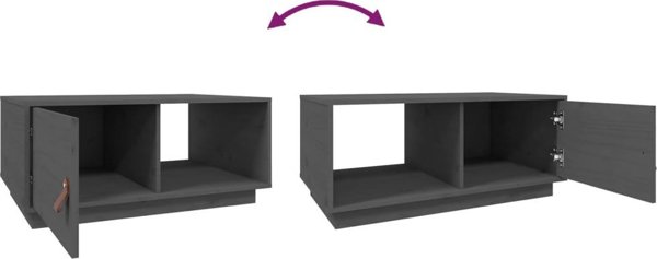 vidaXL vidaXL Stolik kawowy, szary, 80x50x35,5 cm, lite drewno sosnowe