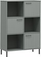 vidaXL Ράφι OSLO από μέταλλο και μασίφ ξύλο, γκρι, 90x35x128,5 cm