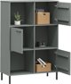 vidaXL Ράφι OSLO από μέταλλο και μασίφ ξύλο, γκρι, 90x35x128,5 cm