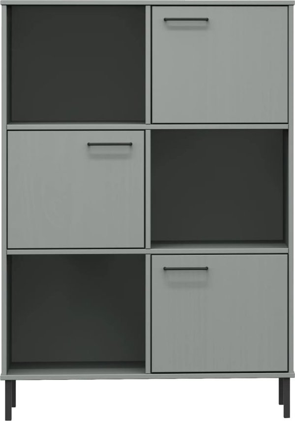 vidaXL Ράφι OSLO από μέταλλο και μασίφ ξύλο, γκρι, 90x35x128,5 cm
