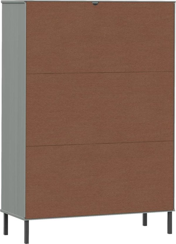 vidaXL Ράφι OSLO από μέταλλο και μασίφ ξύλο, γκρι, 90x35x128,5 cm
