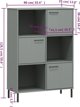 vidaXL Ράφι OSLO από μέταλλο και μασίφ ξύλο, γκρι, 90x35x128,5 cm