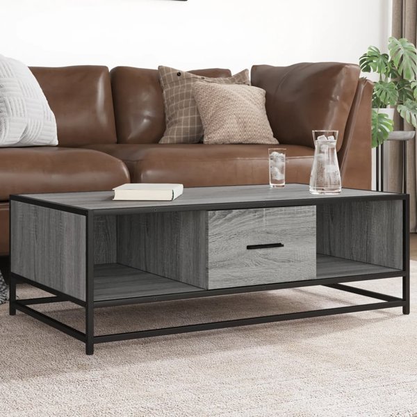 vidaXL Stolik kawowy, szary dab sonoma, 100x57x35 cm