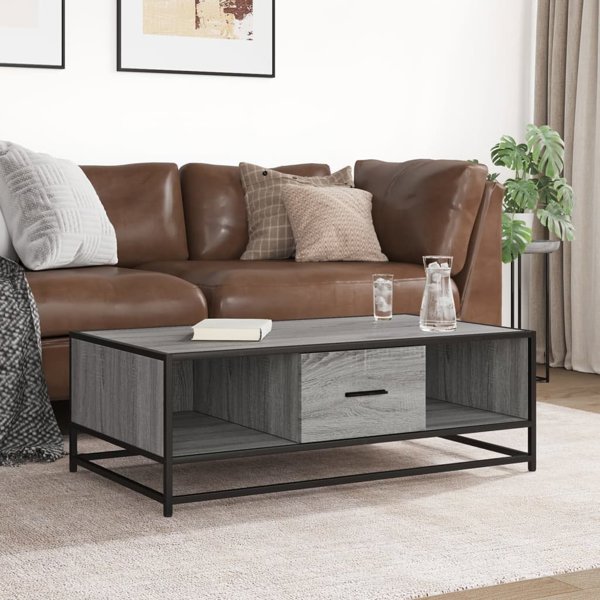 vidaXL Stolik kawowy, szary dab sonoma, 100x57x35 cm