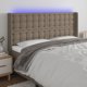 vidaXL Κεφαλάρι κρεβατιού με LED, taupe, 183x16x118/128 cm, ύφασμα