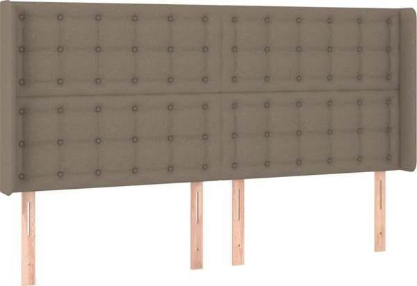 vidaXL Κεφαλάρι κρεβατιού με LED, taupe, 183x16x118/128 cm, ύφασμα
