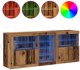 vidaXL Μπουφές με φωτισμό LED από παλιό ξύλο 162x37x67 εκ. από κολλητό ξύλο