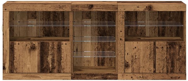 vidaXL Μπουφές με φωτισμό LED από παλιό ξύλο 162x37x67 εκ. από κολλητό ξύλο