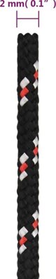 vidaXL ναυτικό σχοινί μαύρο, 2 mm, 25 m, πολυπροπυλένιο