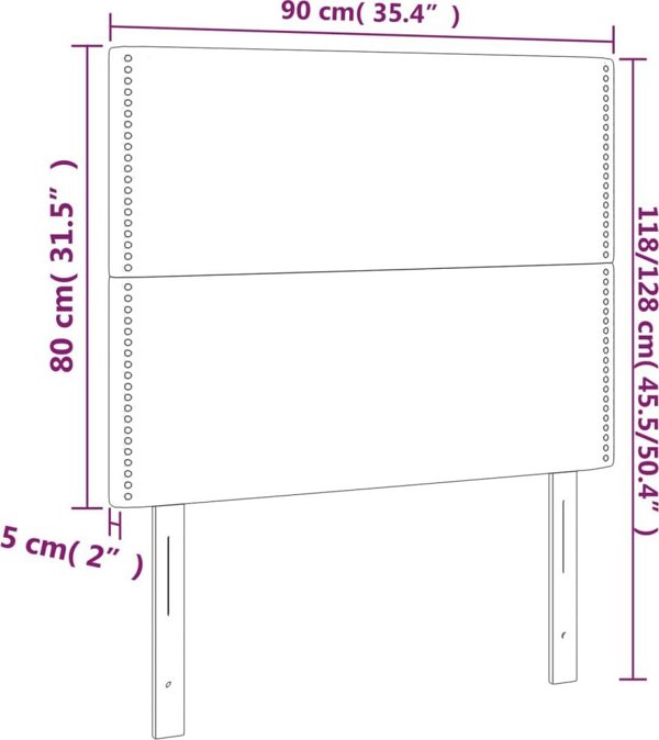 vidaXL Zaglowek do lozka z LED ciemnobrazowy 90x5x118/128 cm tkanina