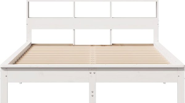 vidaXL Κορώνα κρεβατιού χωρίς στρώμα, λευκή, 150x200 εκ, μασίφ ξύλο πεύκου