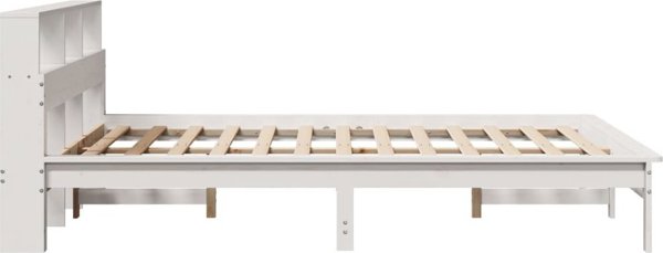 vidaXL Κορώνα κρεβατιού χωρίς στρώμα, λευκή, 150x200 εκ, μασίφ ξύλο πεύκου