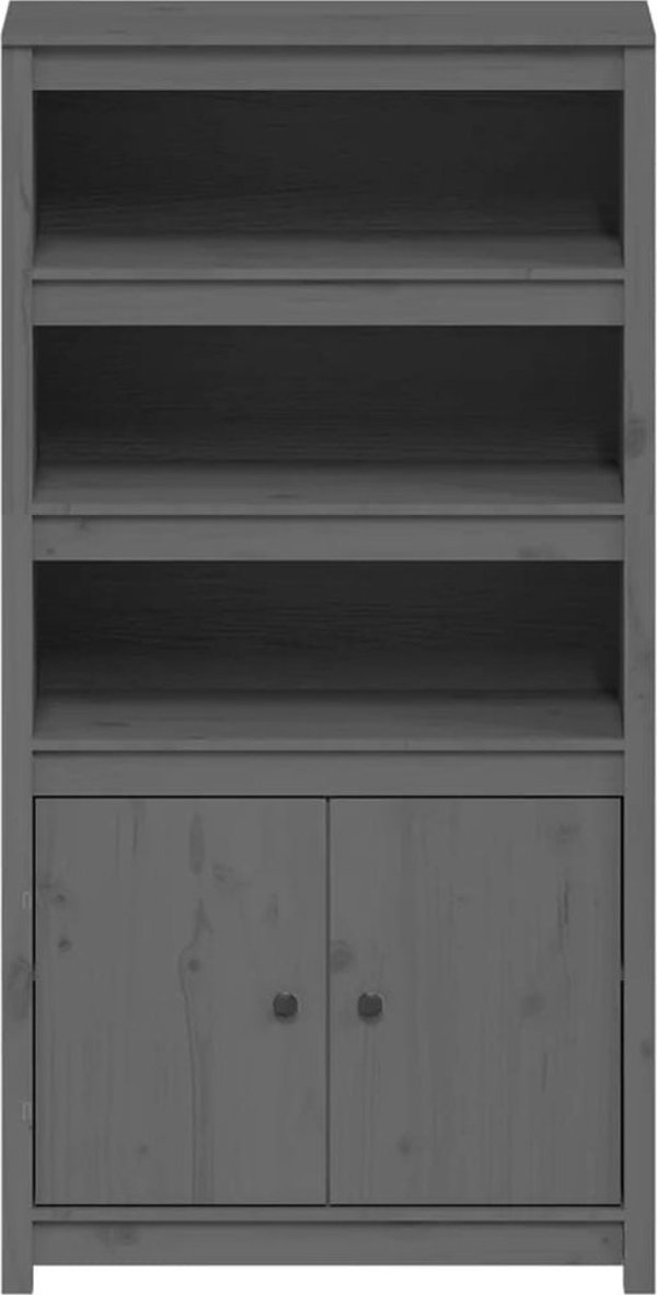 vidaXL Szafka, szara, 80x35x154 cm, lite drewno sosnowe